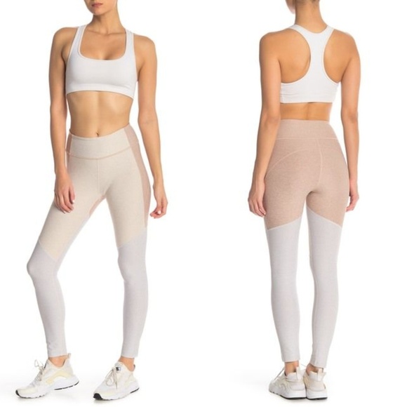 Outdoor Voices Pants - Outdoor Voices Fitted Colorblock Leggings Oatmeal